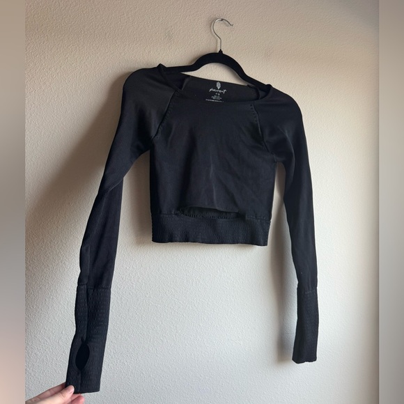 Free People Movement Cut It Out Long Sleeve Top in Black size XL - Picture 2 of 5